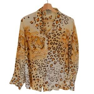 Vintage Silk Tiger Print Blouse